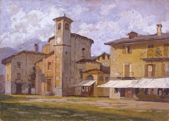 Arturo Ferrari Church and Houses oil painting picture